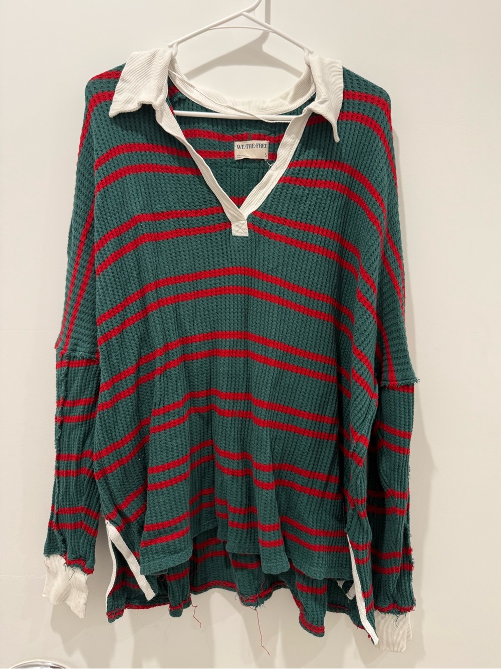 Free People x We The Free striped Travis polo tee in forest